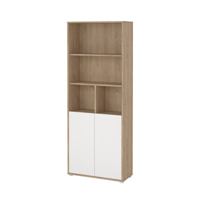  Embrie 31.34"W x 80.59" W 6 Shelf Bookcase With 2 Doors, Home Office Storage