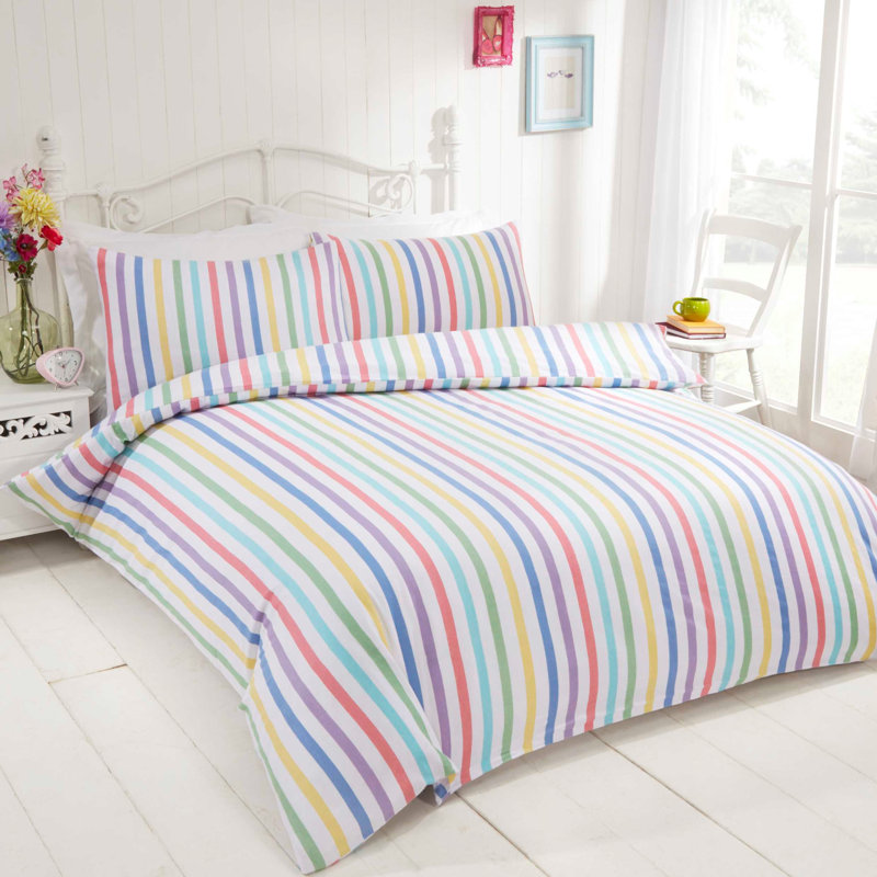 Bluecoast Cotton Striped Duvet Cover Set with Pillowcases Included, Super King Duvet Cover - 2 Standard Pillowcases