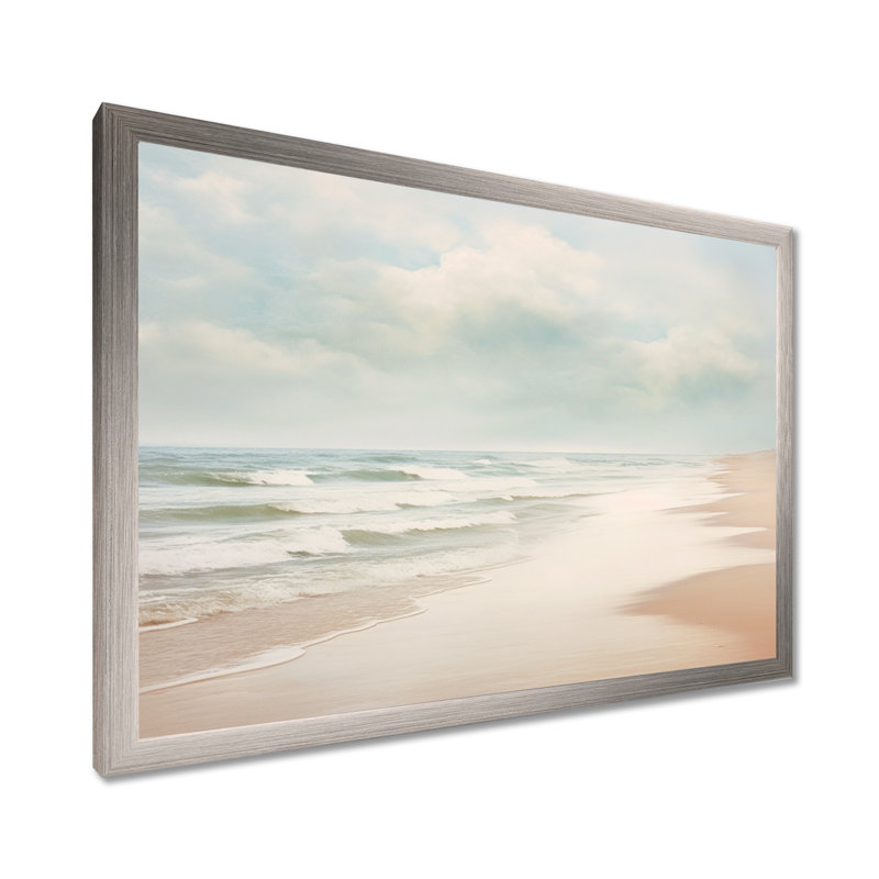 Minimalisme, paysage de plage VI - Reproductions encadrées de plage côtière, Cadre simple argenté, H 16 po x l 32 po x P 1 po