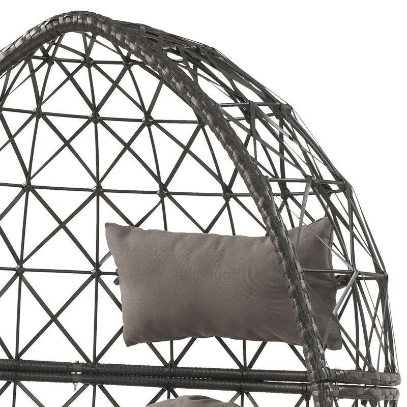 Chaise de patio avec coussin rembourré, Gris, Brun
