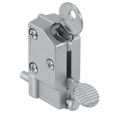 Sliding Door Lock, 5/8 in., Diecast w/Hardened Steel Bolt, Aluminum (Single Pack)
