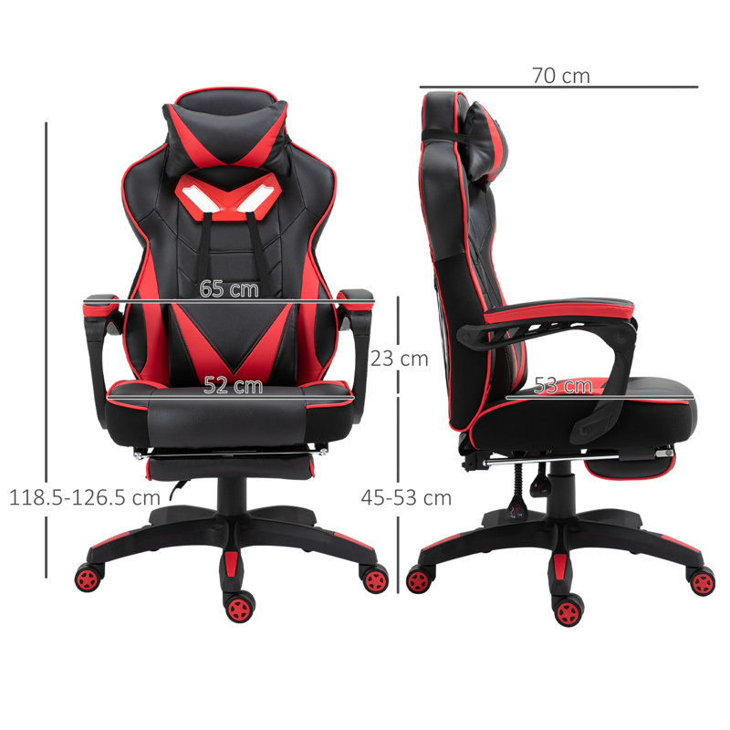 Inbox Zero Jagjit Adjustable Reclining Ergonomic Faux Leather Swiveling PC & Racing Game Chair, Red/Black