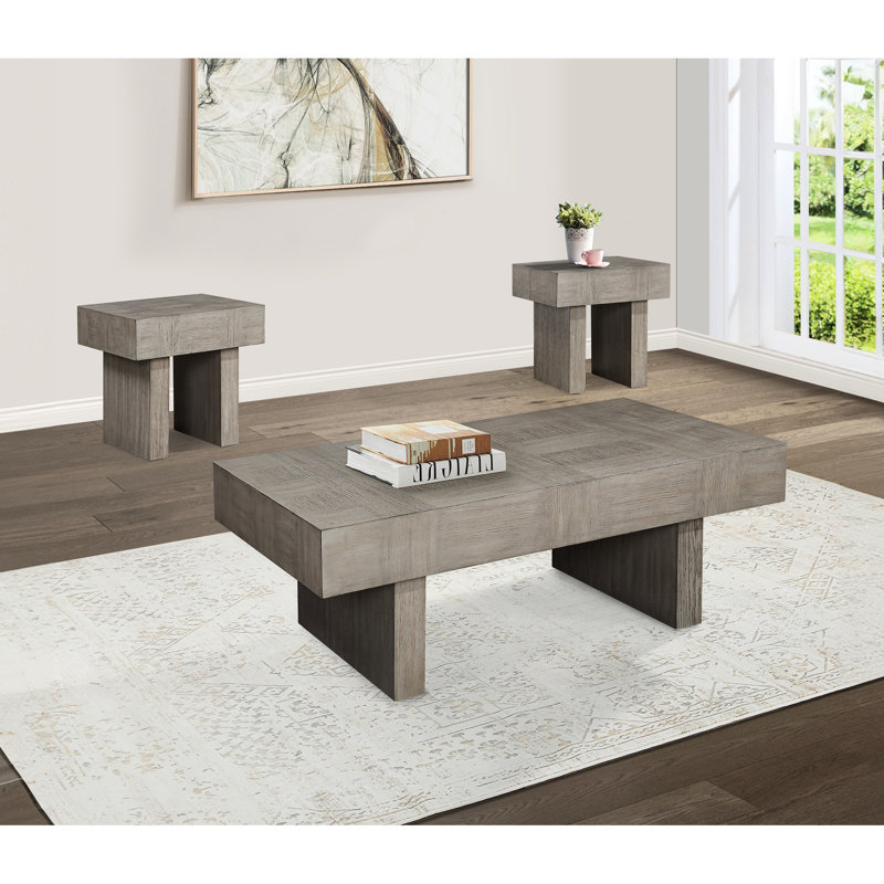 Table de bout moderne en bois gris brun pour chambre à coucher - Forme rectangulaire ultra-moderne