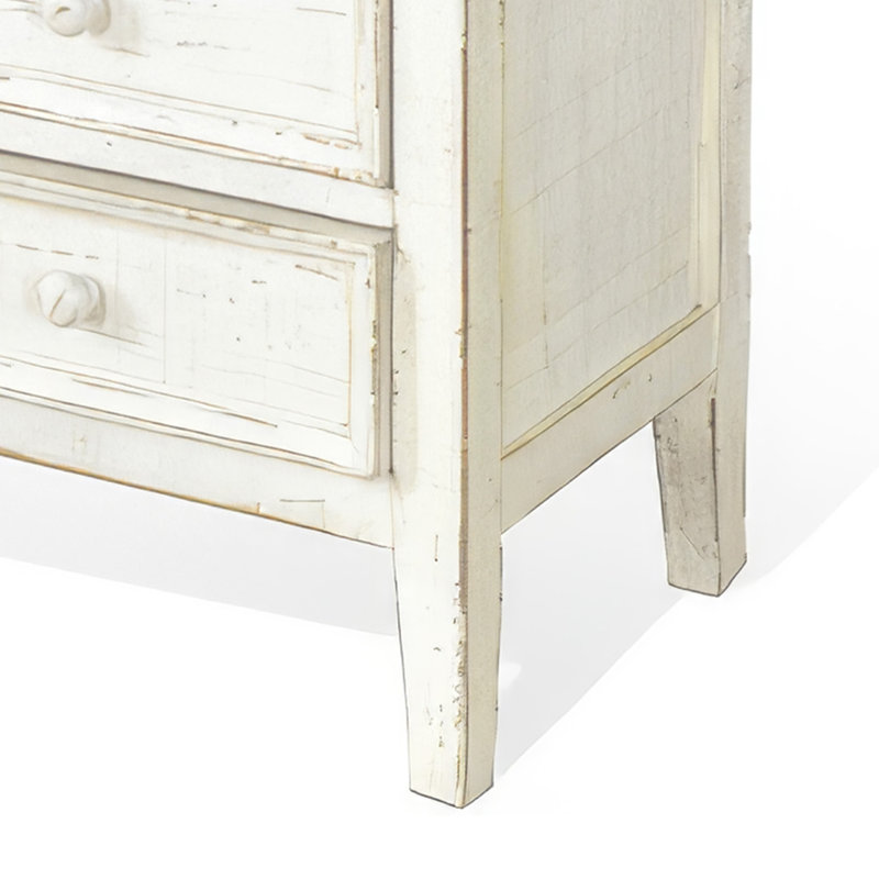 Table de bout en bois massif Komor, Blanc