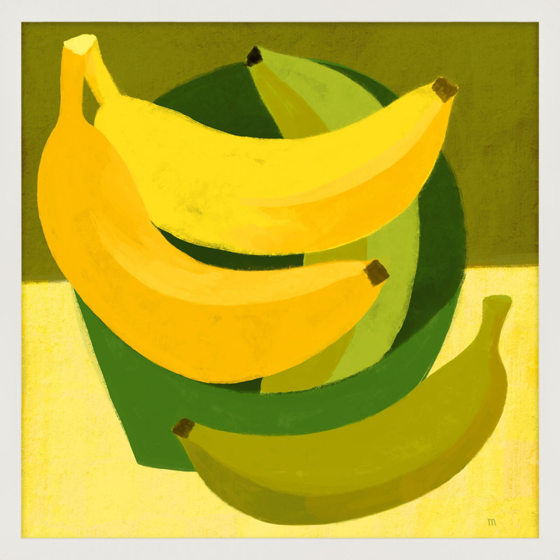 Sula Bananas - Painting on Paper, Blanc, H 44 po x l 44 po x P 1,25 po