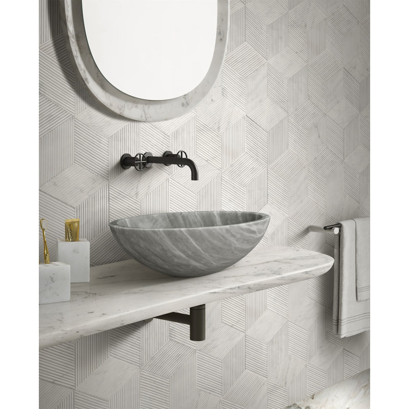 Carrara Gray Natural Marble Bathroom Vessel Sink, Gray