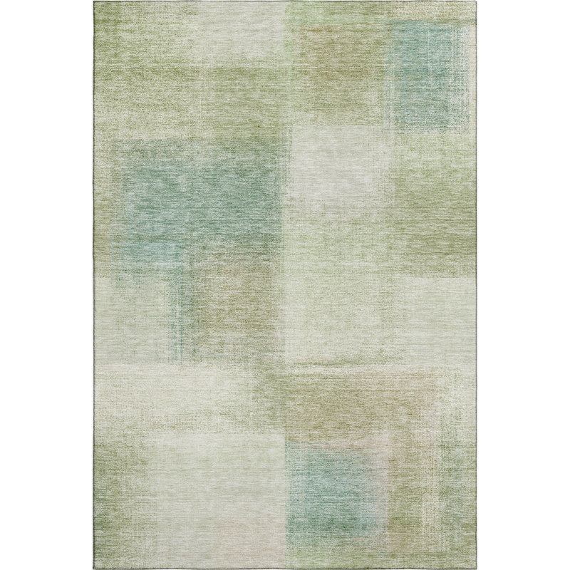 Premium Machine Washable Tweedy Aloe Rug, Rectangle 3' x 5'