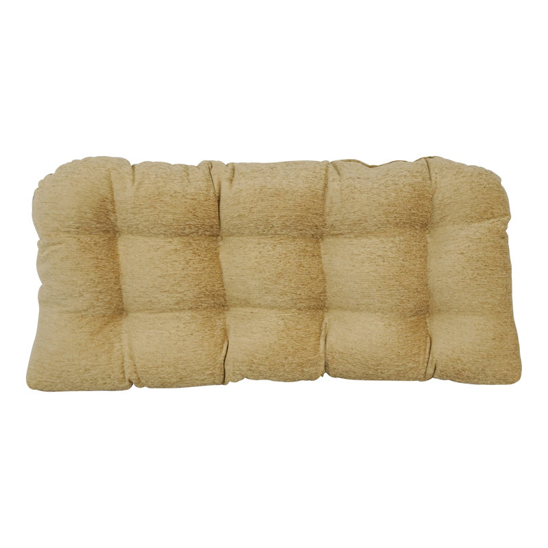 Coussin de 42 po x 19 po à dossier arrondi en chenille jacquard, Brun clair; couleur unie dorée