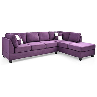 Malone Reversible Sectional Purple Microsuede
