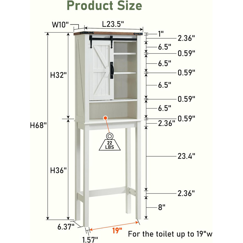 Efim Oak Freestanding Over The Toilet Storage, White