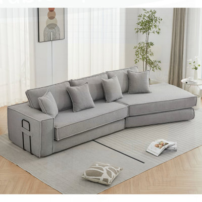 Canapé-lit pliant convertible, combinaison 2 en 1, rembourré 3 places, tissu d'agneau, idéal pour les salons et les petits espaces