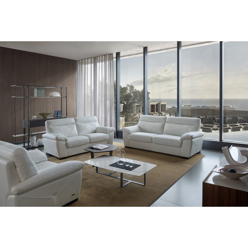 Otto Leather Armchair, White Genuine Leather