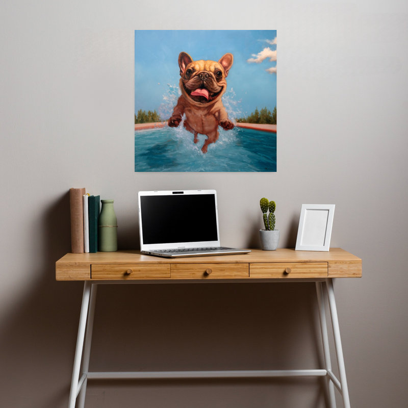 Art urbain contemporain Summer Splash Dog, 18" H x 18" W