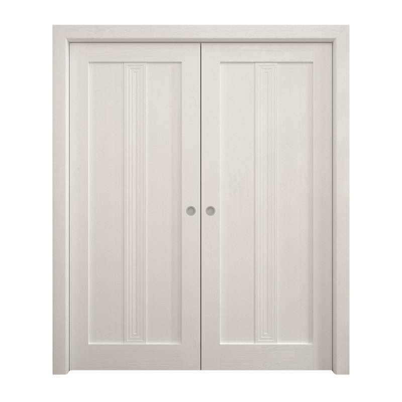 Portes coulissantes françaises à double poche | Ego 5006 | Ensemble de quincaillerie de rail | Portes intérieures modernes en bois massif pour chambre à coucher