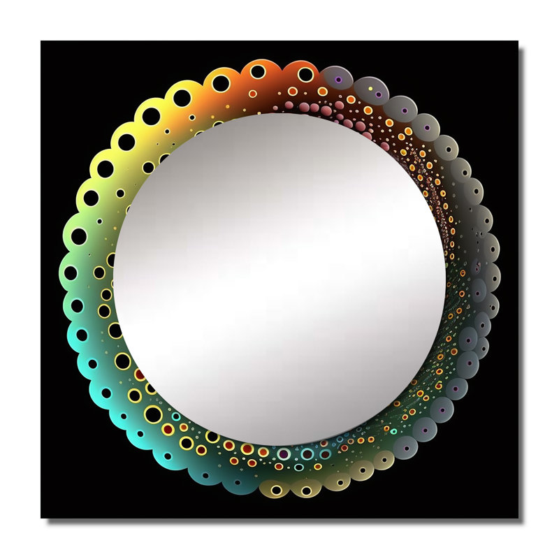 Iridiscdent pointillisme spirale rétro arc-en-ciel V, 36 po x 36 po