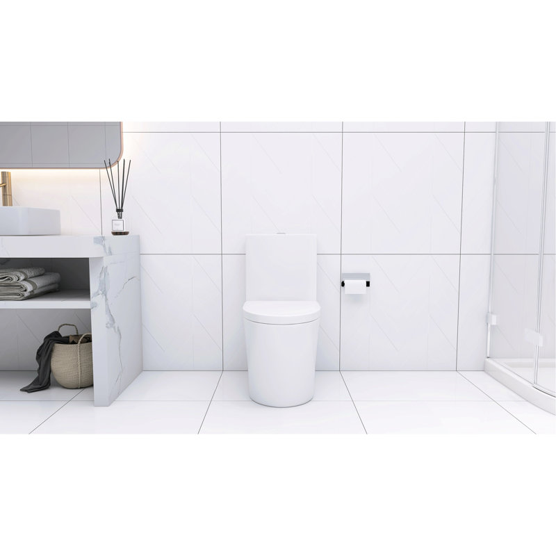 Toilette contemporaine avec chasse d'eau ultra-silencieuse et siège confortable, Blanc