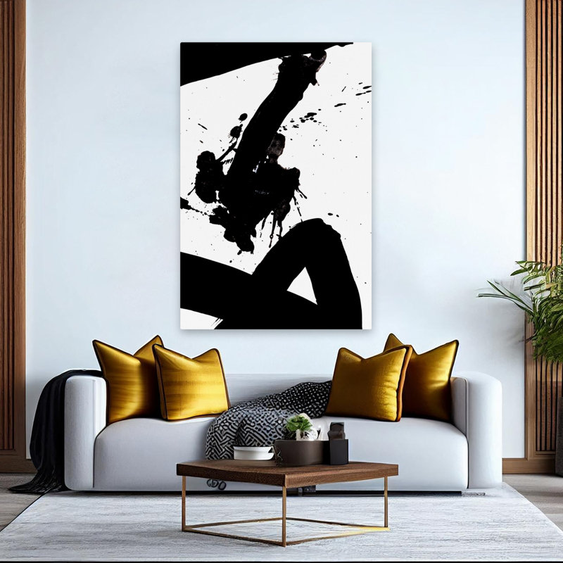 «White and Splatter Ink Blot IV», reproduction d'art sur demande, H 60 po x l 40 po