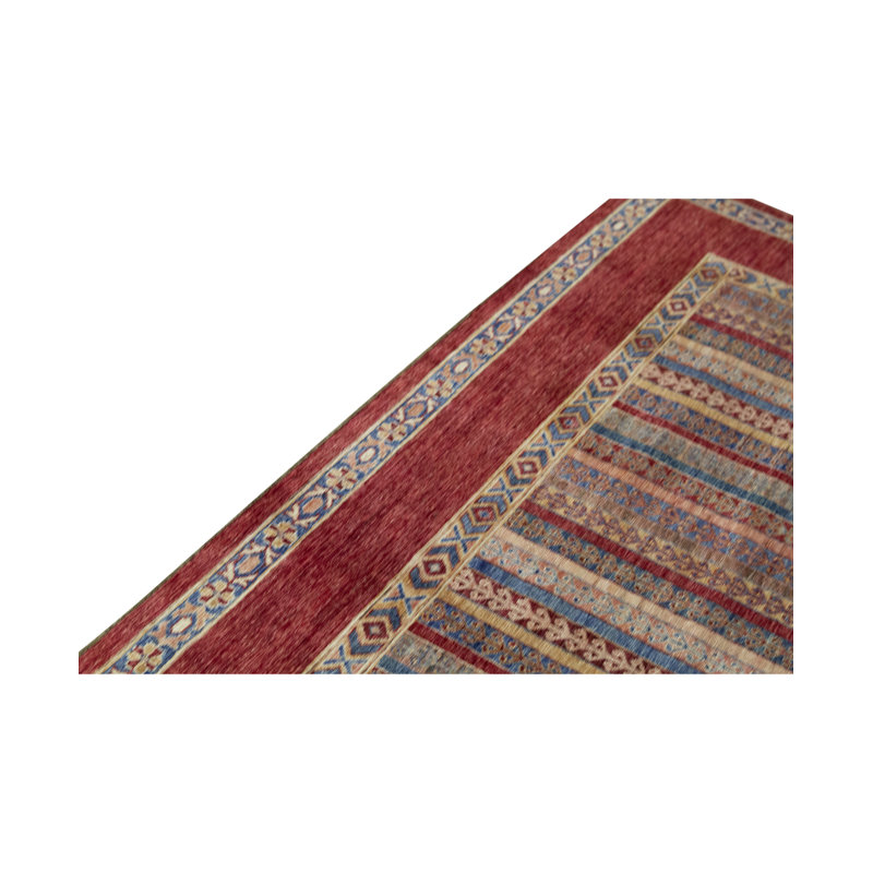 Aryana Wool Striped Area Rug in Red