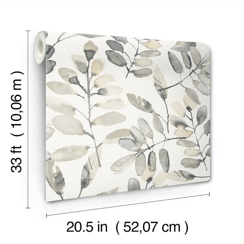 Papier peint feuilles de charbon Pinnate, Gris