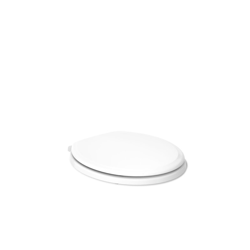 Ridgewood Quiet-Close Compression-Molded Wood Toilet Seat, Round, White