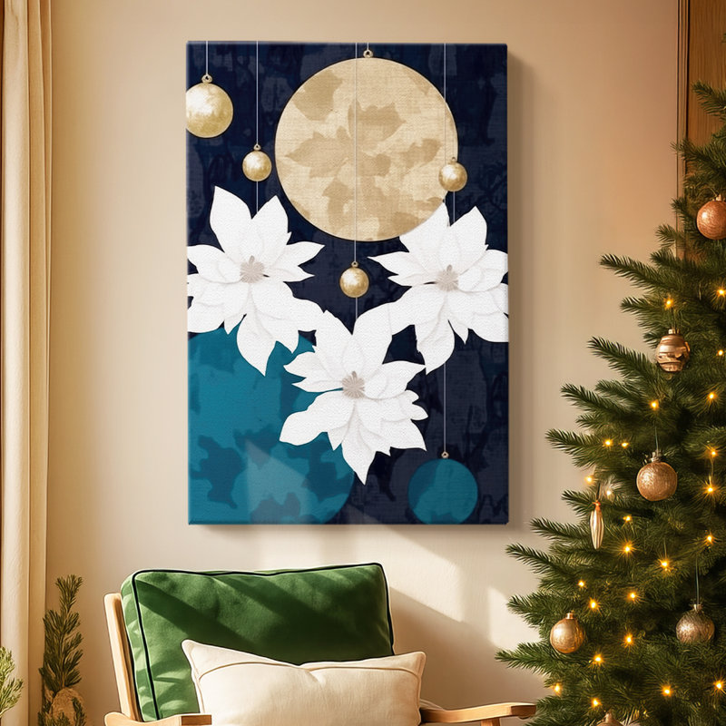 Toile tendue pâle «Winter Evergreen at Midnight» de qualité supérieure, H 18 po x l 12 po