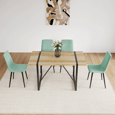 Ensemble de 4 tables de salle à manger en bois aggloméré de 55 po et 4 chaises de salle à manger modernes en bois aggloméré, base et pieds en métal