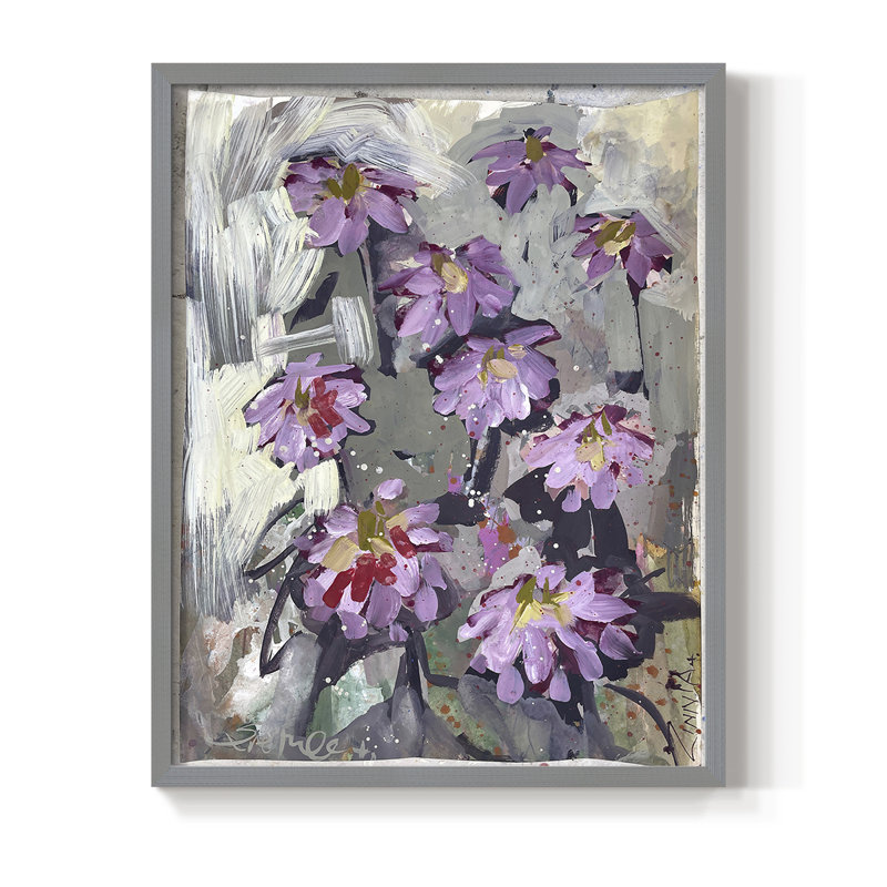 Impression encadrée Zinnia II - bois massif, Gris, H 10 po x l 8 po