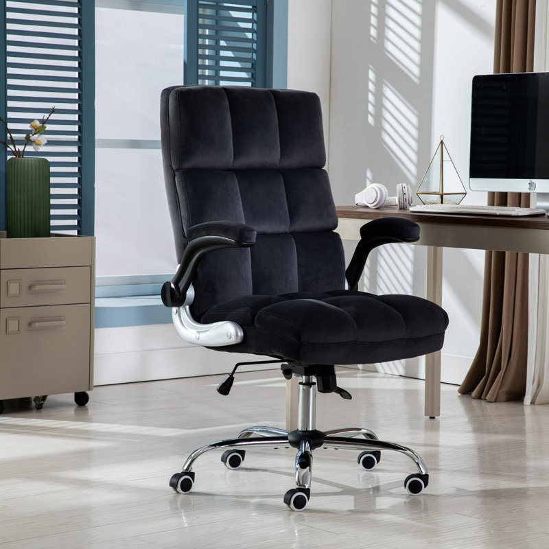Chaise de bureau Kahaleel, Velours noir