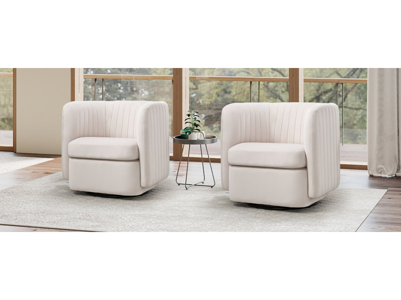 Fauteuil demi-tonneau pivotant à 360 ° 32,28 po, Chamois