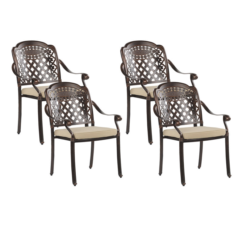 Frame Stacking Patio Dining Side Chair with Cushion