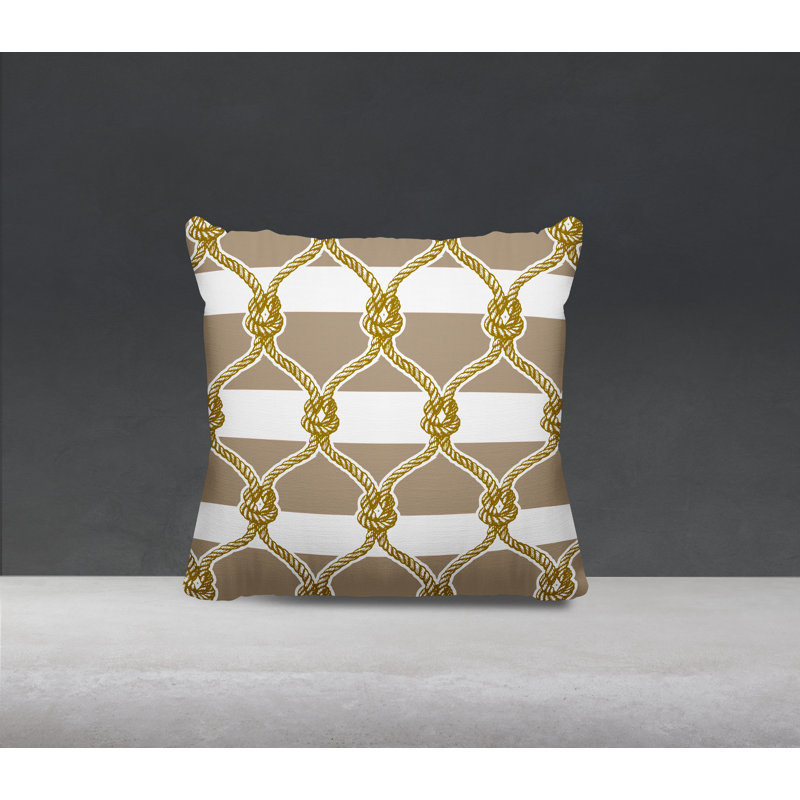 Barnon Striped Outdoor Reversible Throw Pillow, Beige