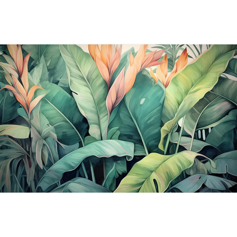 Tropical Leaf Peel & Stick Floral Border, 120" L x 192" W