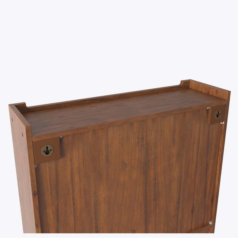 Armoire murale 24,8 po à deux portes avec trois niveaux de rangement, Brun clair