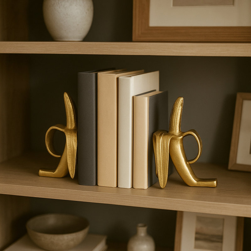 Serre-livres banane en aluminium doré 8,75 po