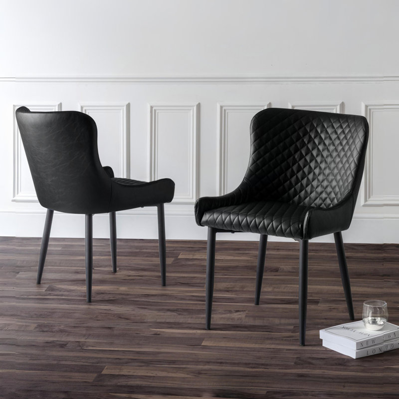 Adel Leather Dining Chairs, Black