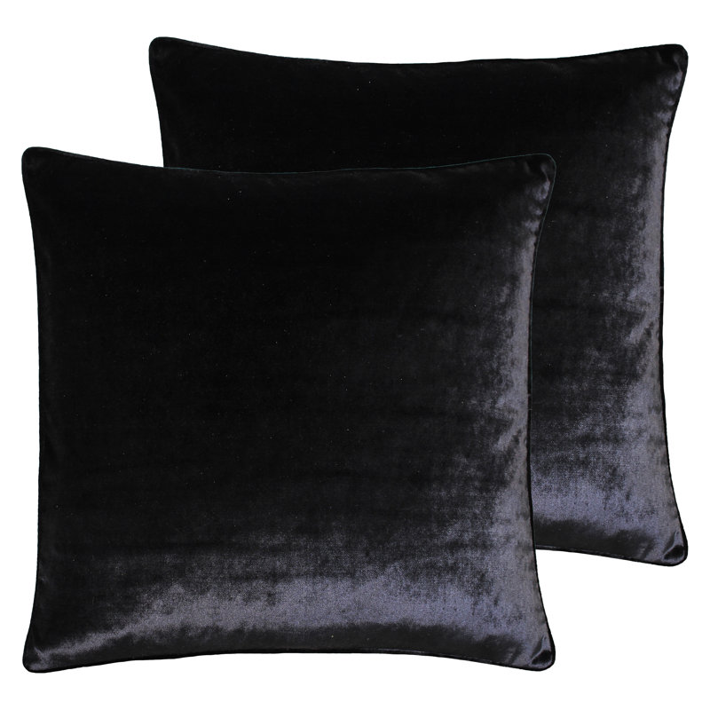 Grey Square Throw Cushion, Feather, Black