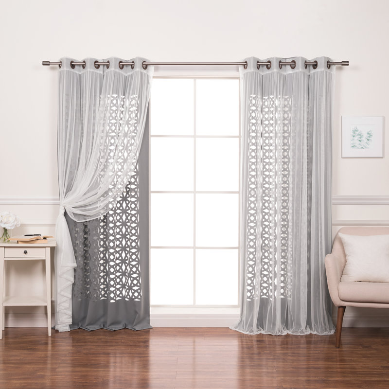 Polyester Trellis Laser Cut Out Curtains, Gray