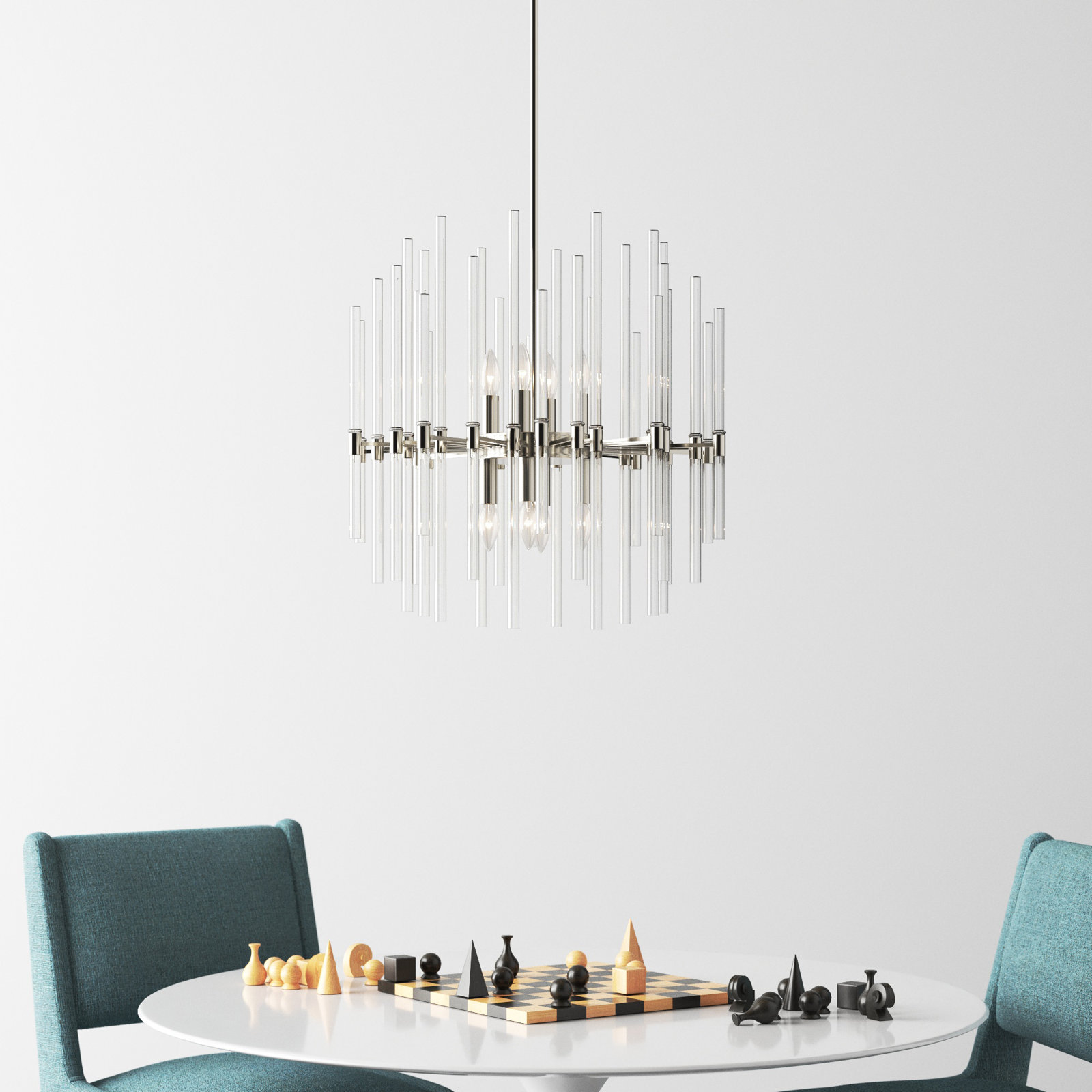 Chadley 8-Light Chandelier, Polished Nickel, 21.75" H x 23.75" W x 23.75" D