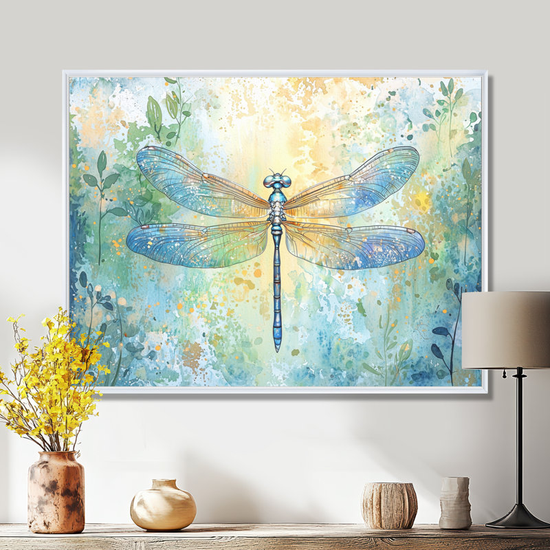 Été libellule ailes irisées - décoration murale libellule, H 24 po x l 32 po, Blanc
