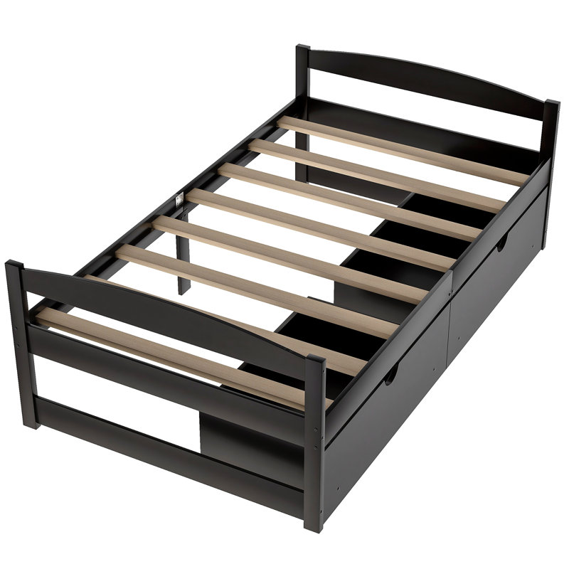 Lit plateforme simple avec deux tiroirs, Espresso