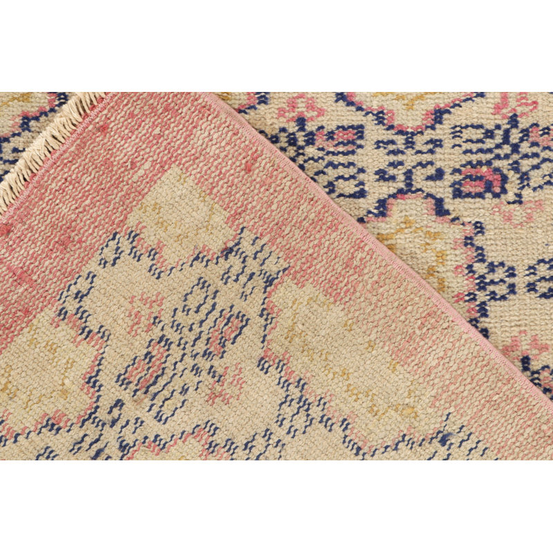 Pasha Wool Area Rug in Beige/Blue/Pink