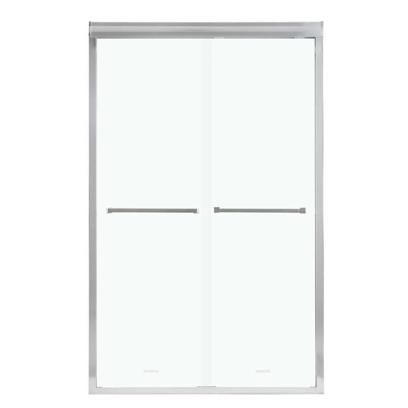 Porte de douche coulissante double sans cadre l 48 po x H 76 po avec verre, Chrome