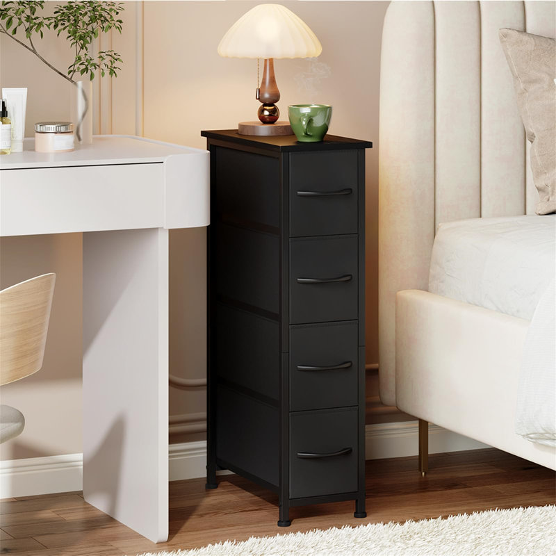 20 cm W Chest of 4 Drawers, Black