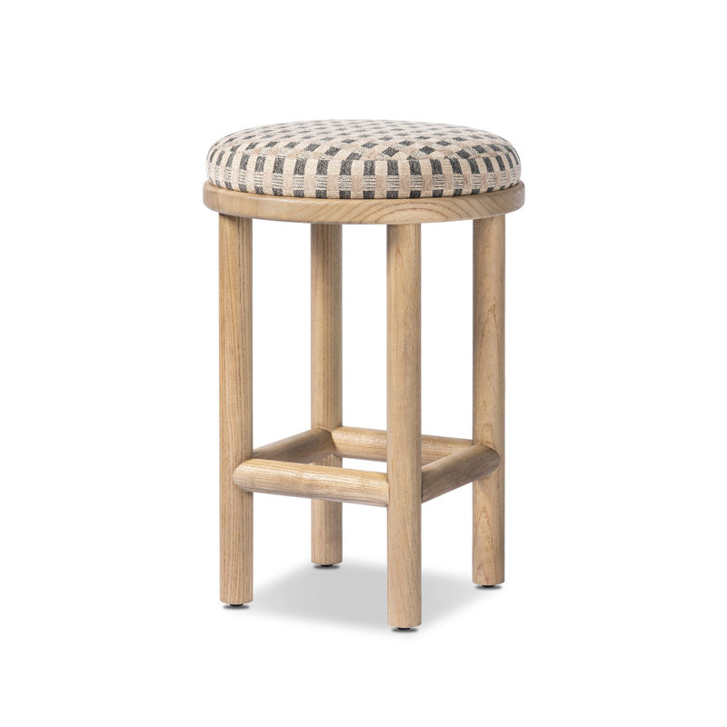 Wells Saldino Stool-Beige Shearling, Natural, Firefinch Fawn, Counter Stool (26" Seat Height)