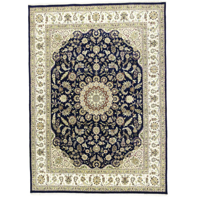Blue Traditional 9X12 Indo-Nain Oriental Area Rug