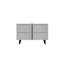 Console moderne avec fixation murale, blanc et argent, panneau de particules recouvert de mélamine à 100%, épaisseur: 0,7 pouce | Nombreuses tablettes, design élégant et fonctionnel pour la maison ou le bureau-566346139