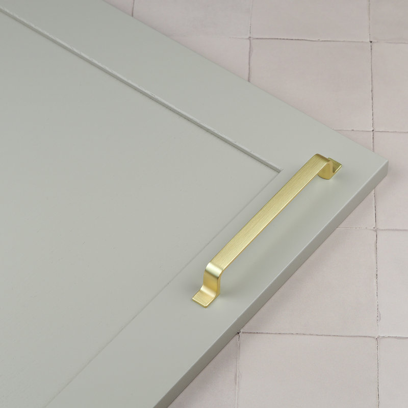Strap Style Bar Handles in Multiple Finishes, Brushed Brass, 160mm