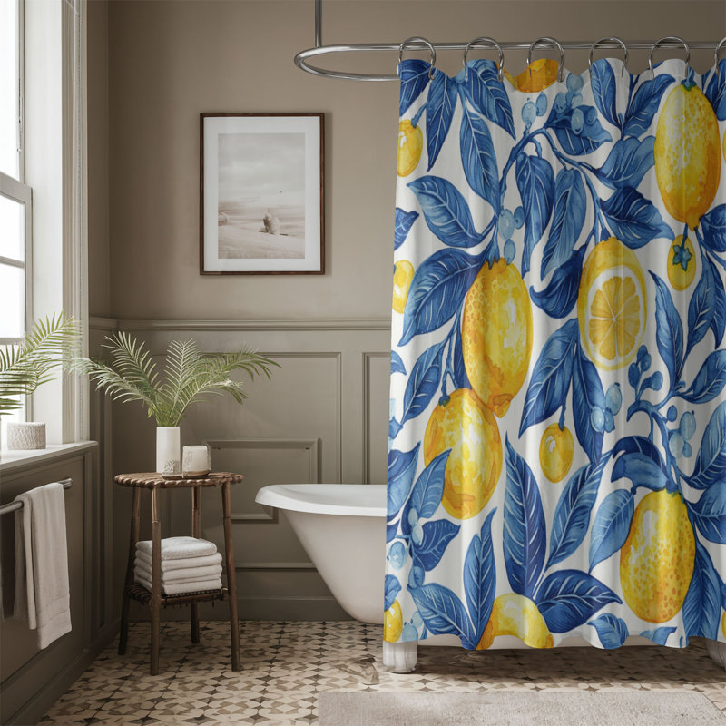 Rideau de douche standard 1 pièce Azulejo, H 74 po x l 35 po