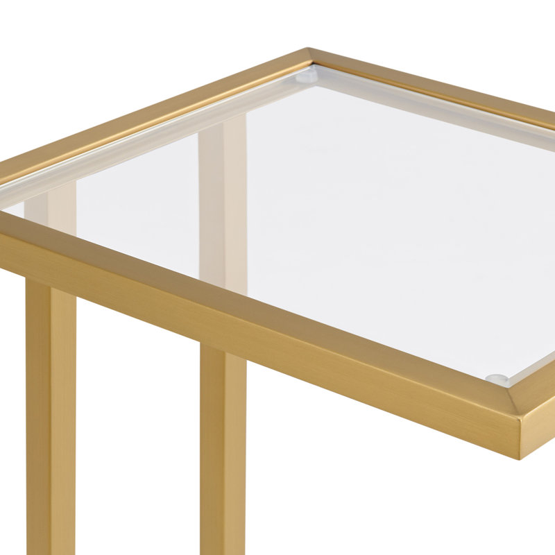 Vienna Pull Up Table - Glass Top, Brushed Brass
