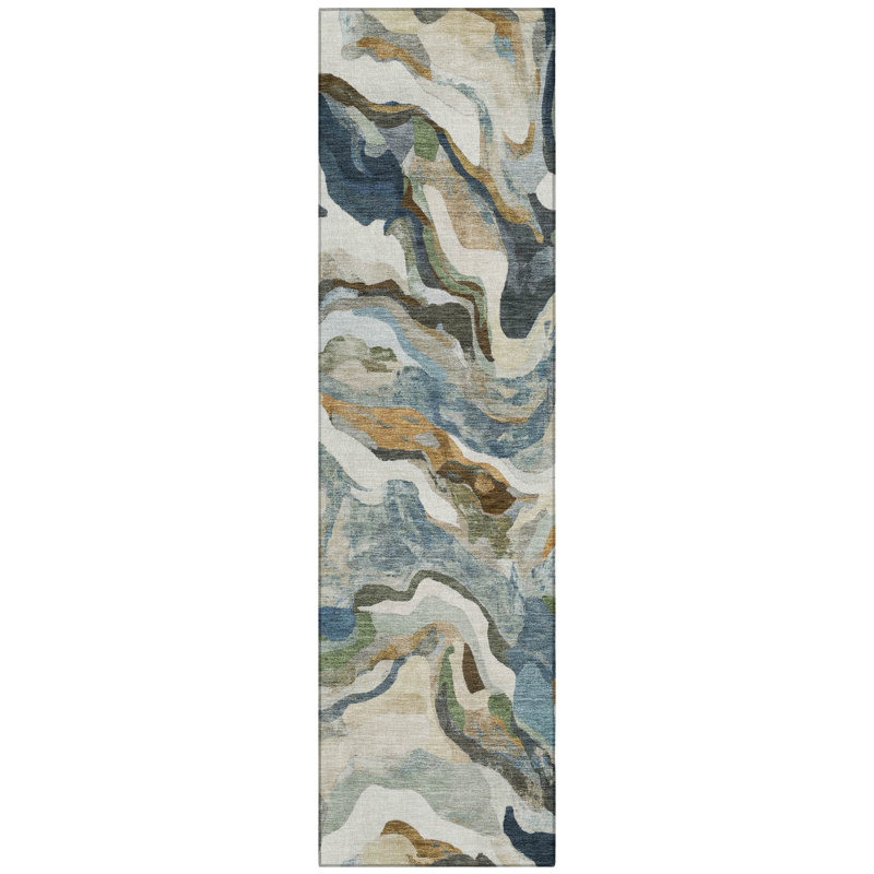 Machine Washable Indoor/Outdoor Oden ACN2162 Modern Rug, Tapis de couloir 2 pi 3 po x 7 pi 6 po